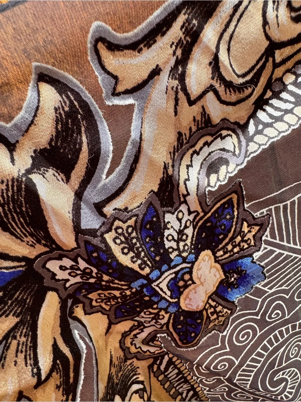 Western silk Paisley Pattern Lightweight Scarf Wrap in Black and Blue